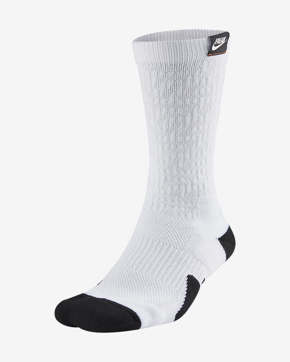 Giannis Nike Elite Basketball-Crew-Socken - Weiß/Schwarz