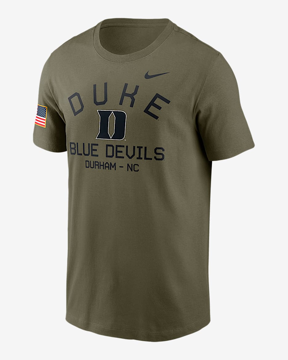Playera universitaria Nike Dri-FIT para hombre Duke Blue Devils Military Appreciation Team Issue - Oliva