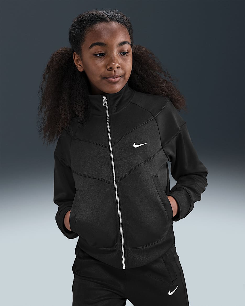 Nike Sportswear Older Kids' (Girls') Knit Tracksuit Jacket - Black/Black/White