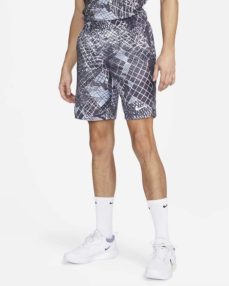 NikeCourt Dri-FIT Victory Men's 9" Printed Tennis Shorts - Gridiron/White