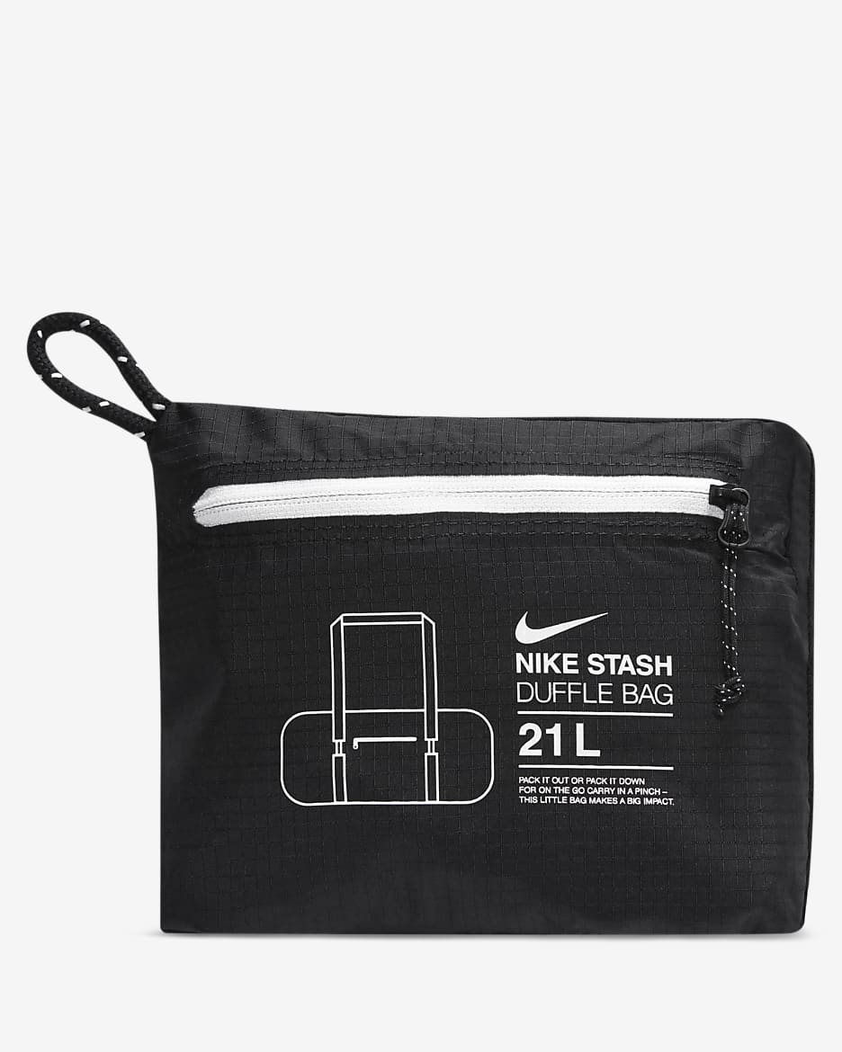 Nike Stash Duffel (21L) - Black/Black/White