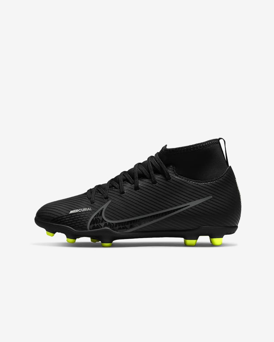 รองเท้าสตั๊ดฟุตบอลหุ้มข้อสูงเด็กเล็ก/เด็กโตสำหรับหลายพื้นผิว Nike Jr. Mercurial Superfly 9 Club - ดำ/Summit White/Volt/Dark Smoke Grey