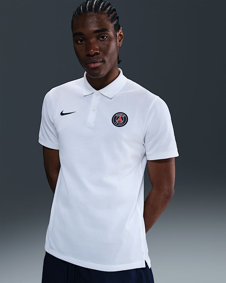 Paris Saint-Germain The Nike Polo Men's Nike Dri-FIT Soccer Polo - White/Midnight Navy
