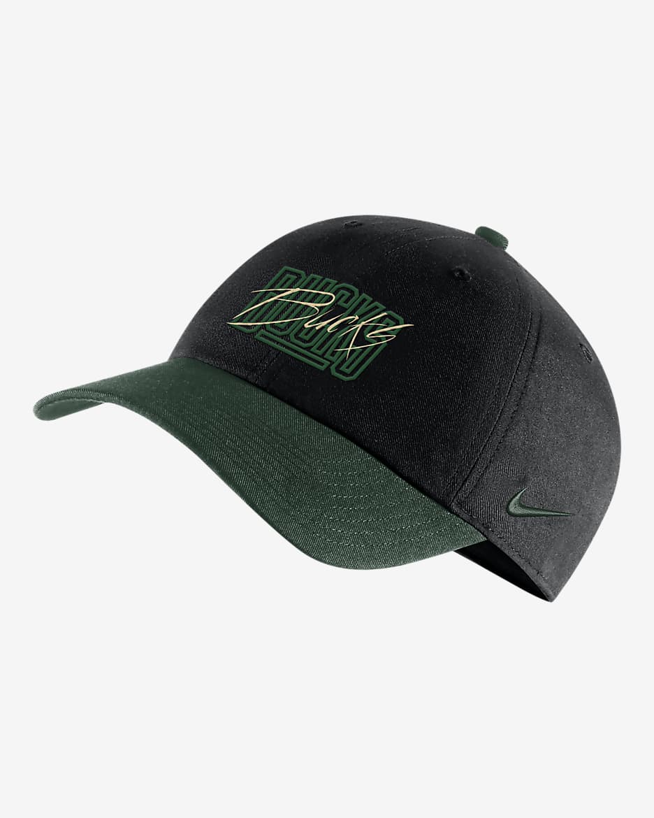 Milwaukee Bucks Heritage86 Nike NBA Adjustable Hat - Black