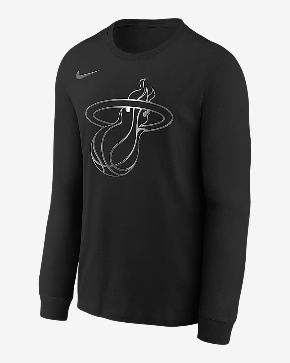 Miami Heat Courtside Big Kids' Nike NBA Boxy Long-Sleeve T-Shirt - Black