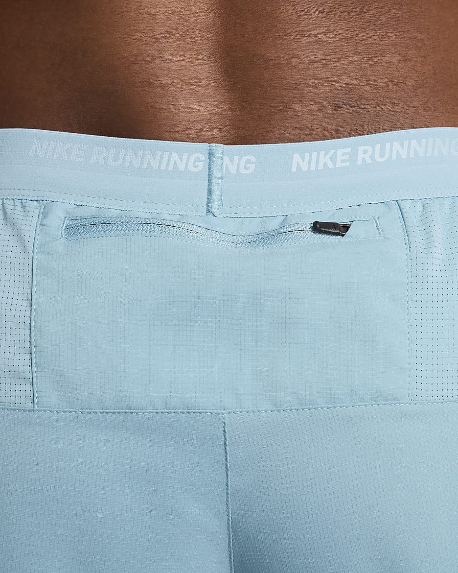 Nike Stride Dri-FIT 2-in-1 hardloopshorts voor heren (18 cm) - Denim Turquoise/Denim Turquoise/Zwart