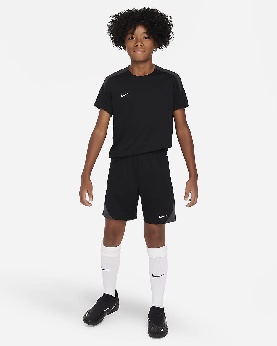 Nike Dri-FIT Strike fotballshorts til store barn - Svart/Svart/Anthracite/Hvit