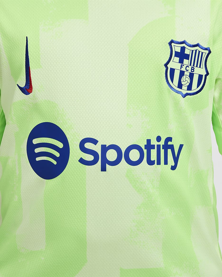 Koszulka piłkarska dla dużych dzieci Nike Dri-FIT FC Barcelona Stadium 2024/25 (wersja trzecia) – replika - Barely Volt/Barely Volt/Lime Blast/Old Royal