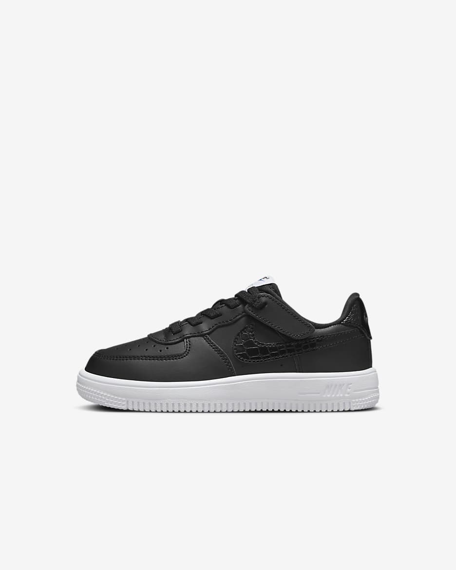 Nike Force 1 Low LV8 EasyOn Little Kids' Shoes - Black/White/Black