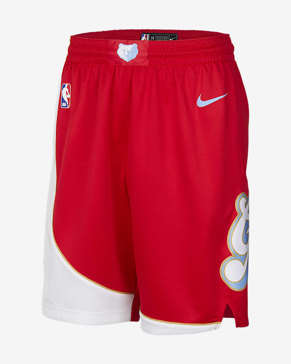 Memphis Grizzlies 2024/25 City Edition Men's Nike Dri-FIT NBA Swingman Shorts - University Red/Light Blue