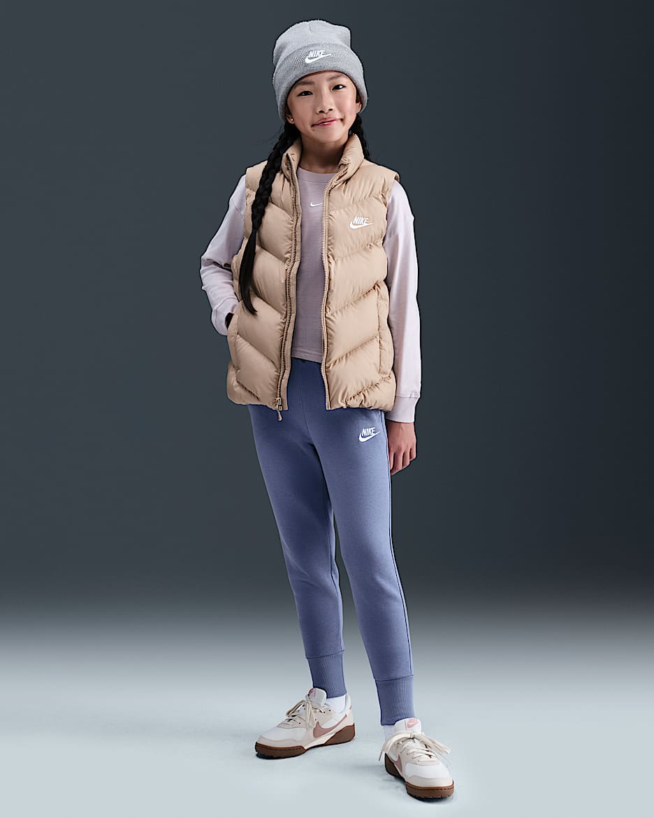 Nike Sportswear Club Fleece Big Kids' (Girls') High-Waisted Fitted Pants - World Indigo/World Indigo/White