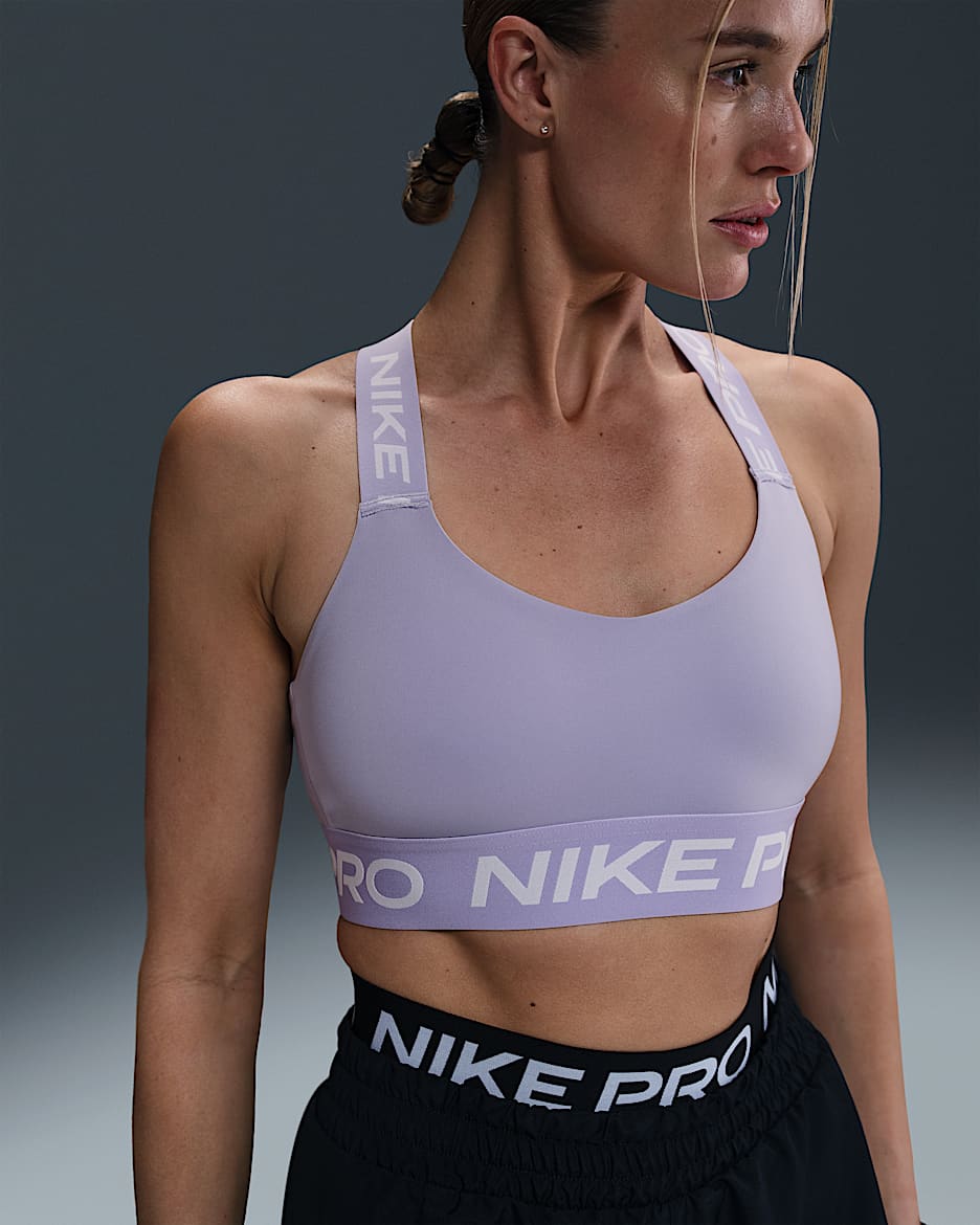 Nike Pro Women's Light-Support Padded Sports Bra - Lilac Ice/White