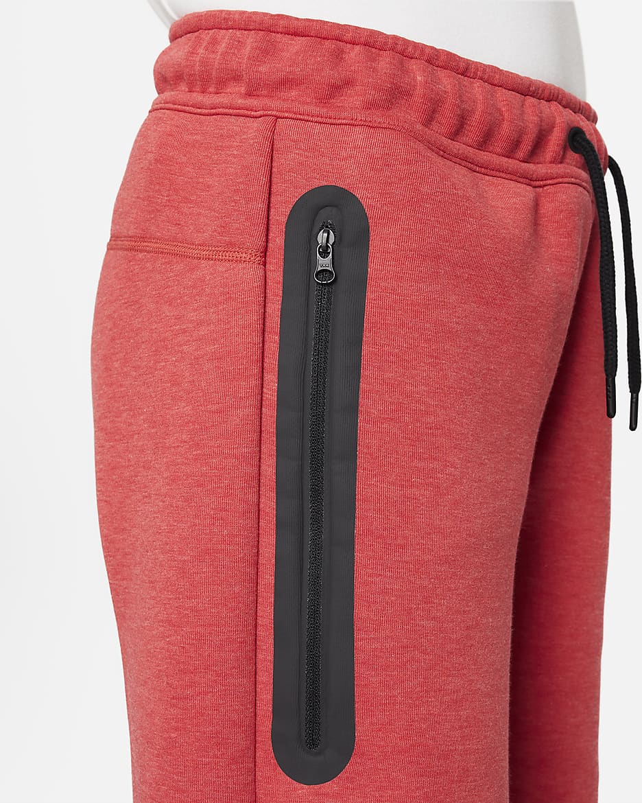 Spodenki dla dużych dzieci (chłopców) Nike Tech Fleece - Light University Red Heather/Czerń/Czerń