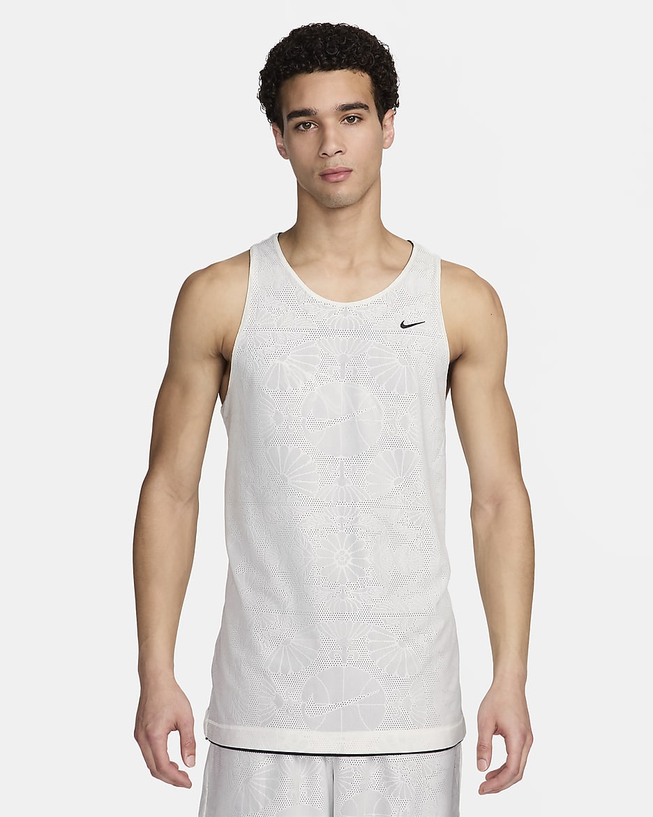 Nike Standard Issue omkeerbare basketbaljersey met Dri-FIT voor heren - Sail/Zwart/Zwart