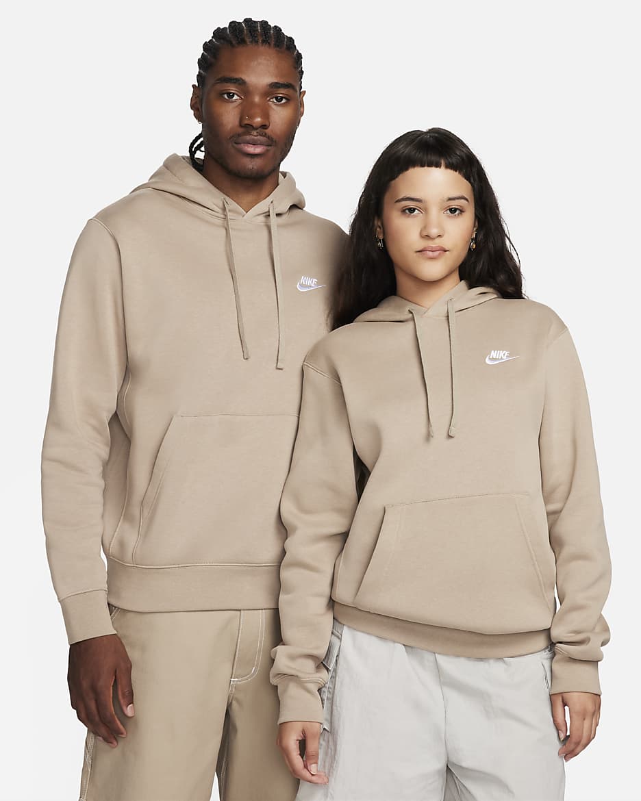 Nike Sportswear Club Fleece Kapüşonlu Sweatshirt - Khaki/Khaki/Beyaz