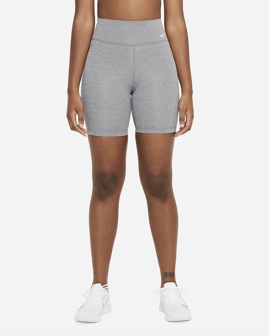 Nike One Women's Mid-Rise 7" Biker Shorts - Iron Grey/Heather/White