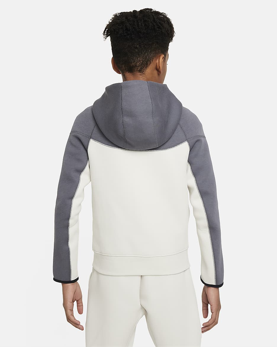 Nike Sportswear Tech Fleece Hoodie met rits voor jongens - Dark Grey/Light Bone/Zwart/Light British Tan