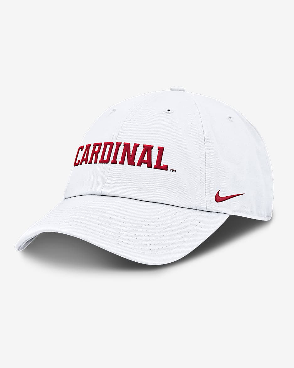 Gorra universitaria Nike ajustable para hombre Stanford Cardinal Core Club Mascot Wordmark - Blanco