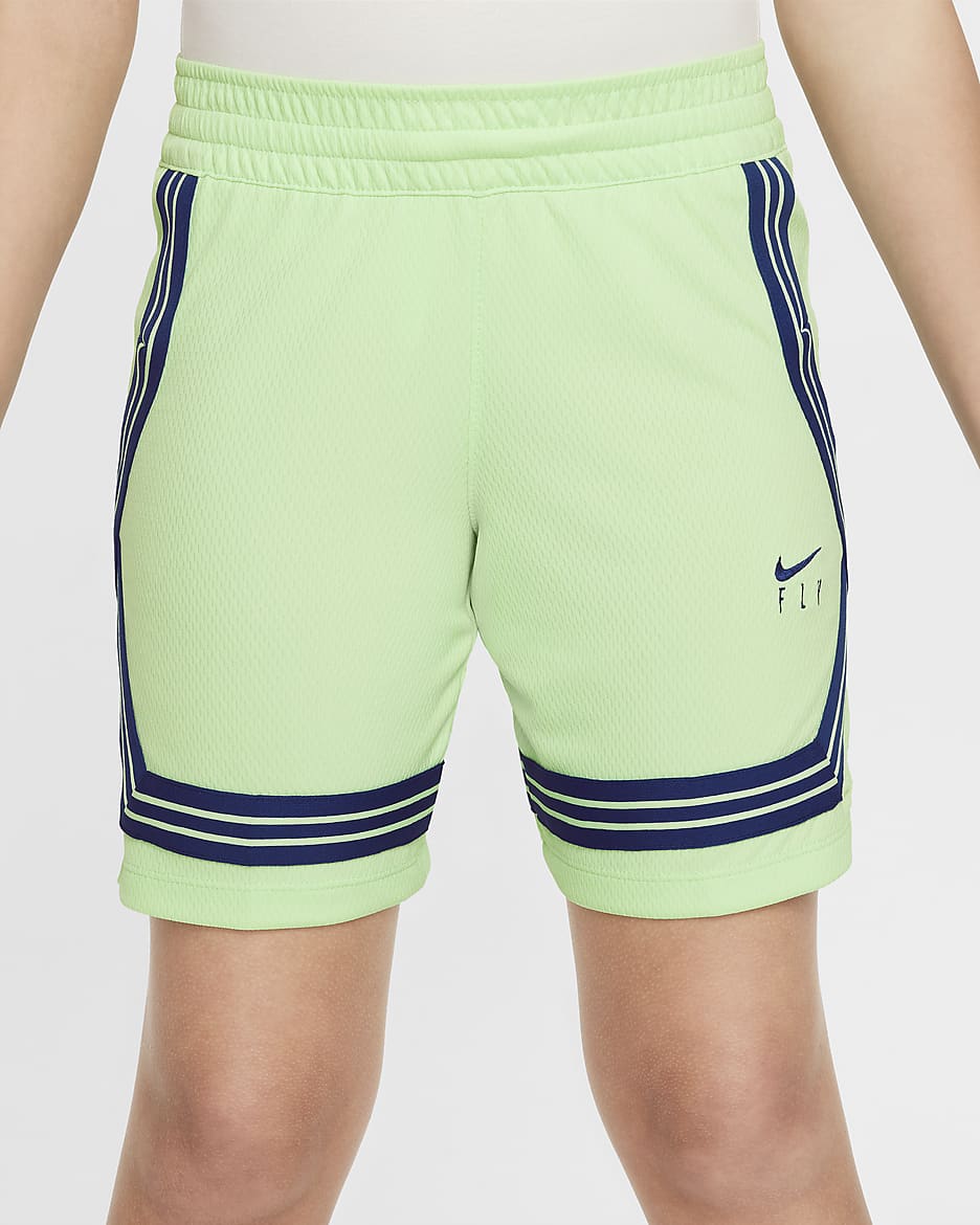 Shorts de básquetbol para niña talla grande Nike Fly Crossover - Verde vapor/Azul royal intenso/Azul royal intenso