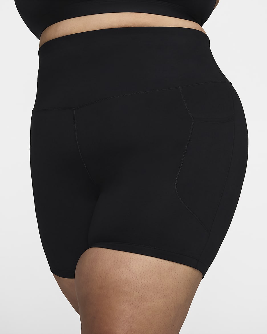 Nike One Women's High-Waisted 8" Biker Shorts with Pockets (Plus Size) - Black/Black