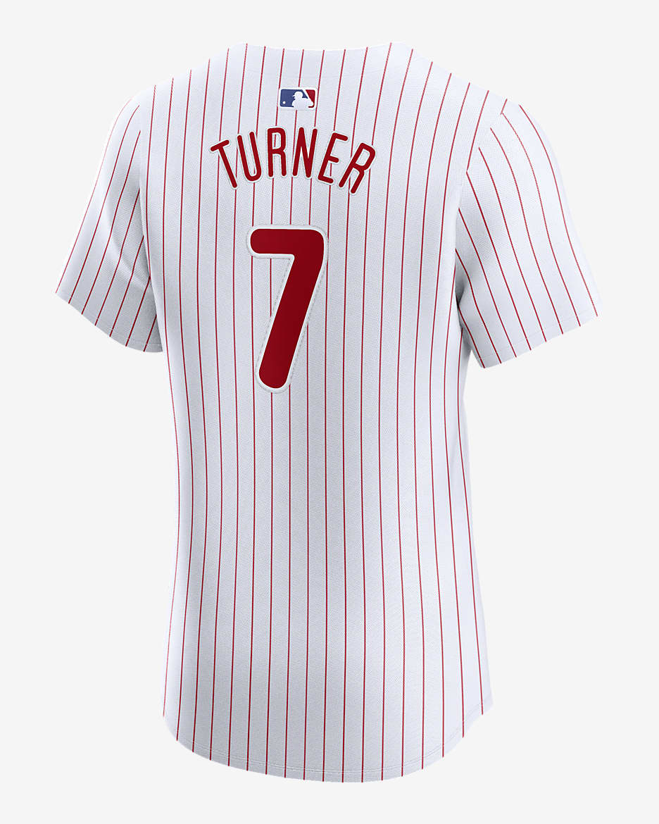 Jersey Nike Dri-FIT ADV de la MLB Elite para hombre Trea Turner Philadelphia Phillies - Blanco