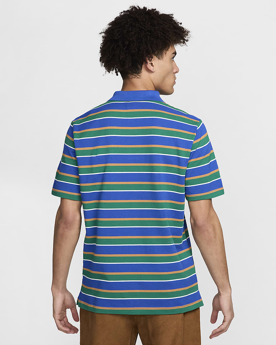 Nike Club Men's Striped Polo - Game Royal/White