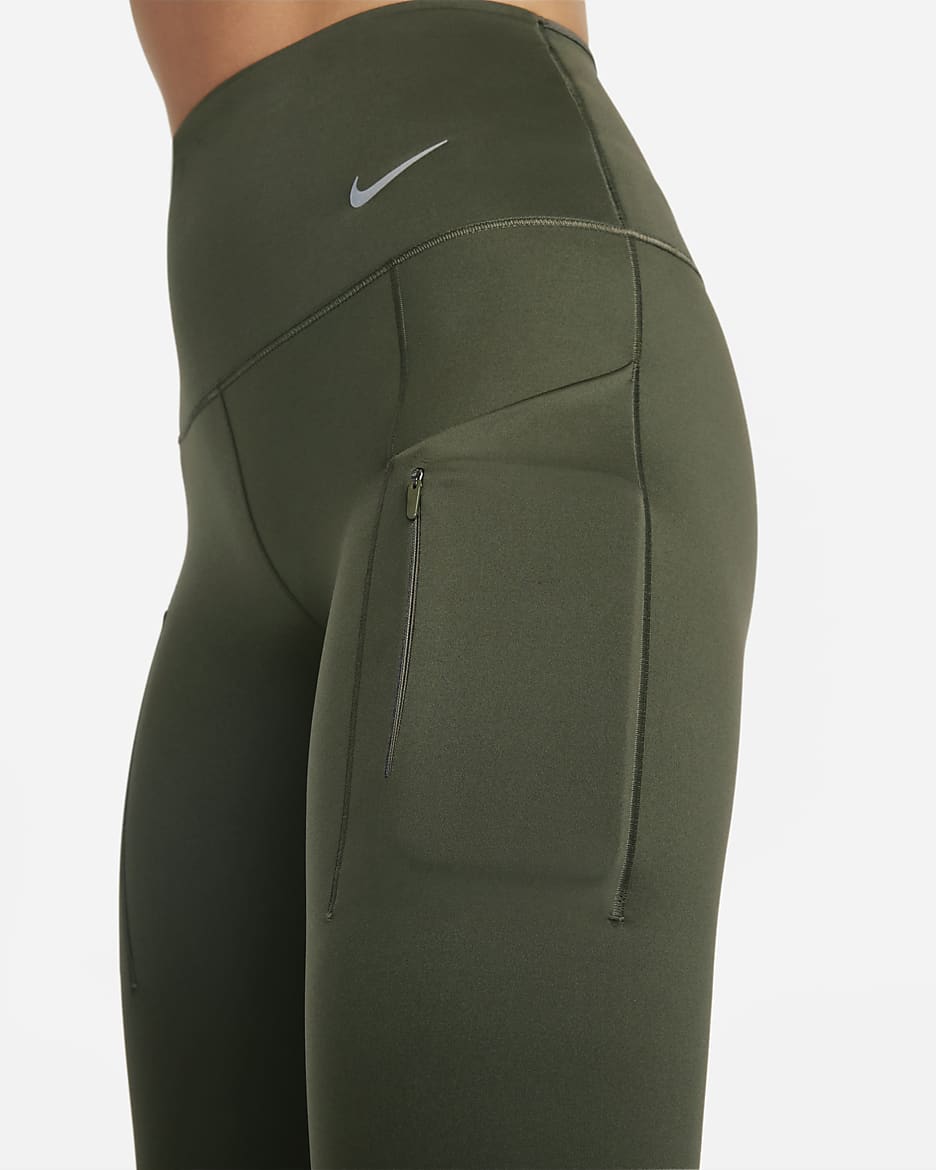 Nike Go Women's Firm-Support High-Waisted Leggings with Pockets - Cargo Khaki/Black