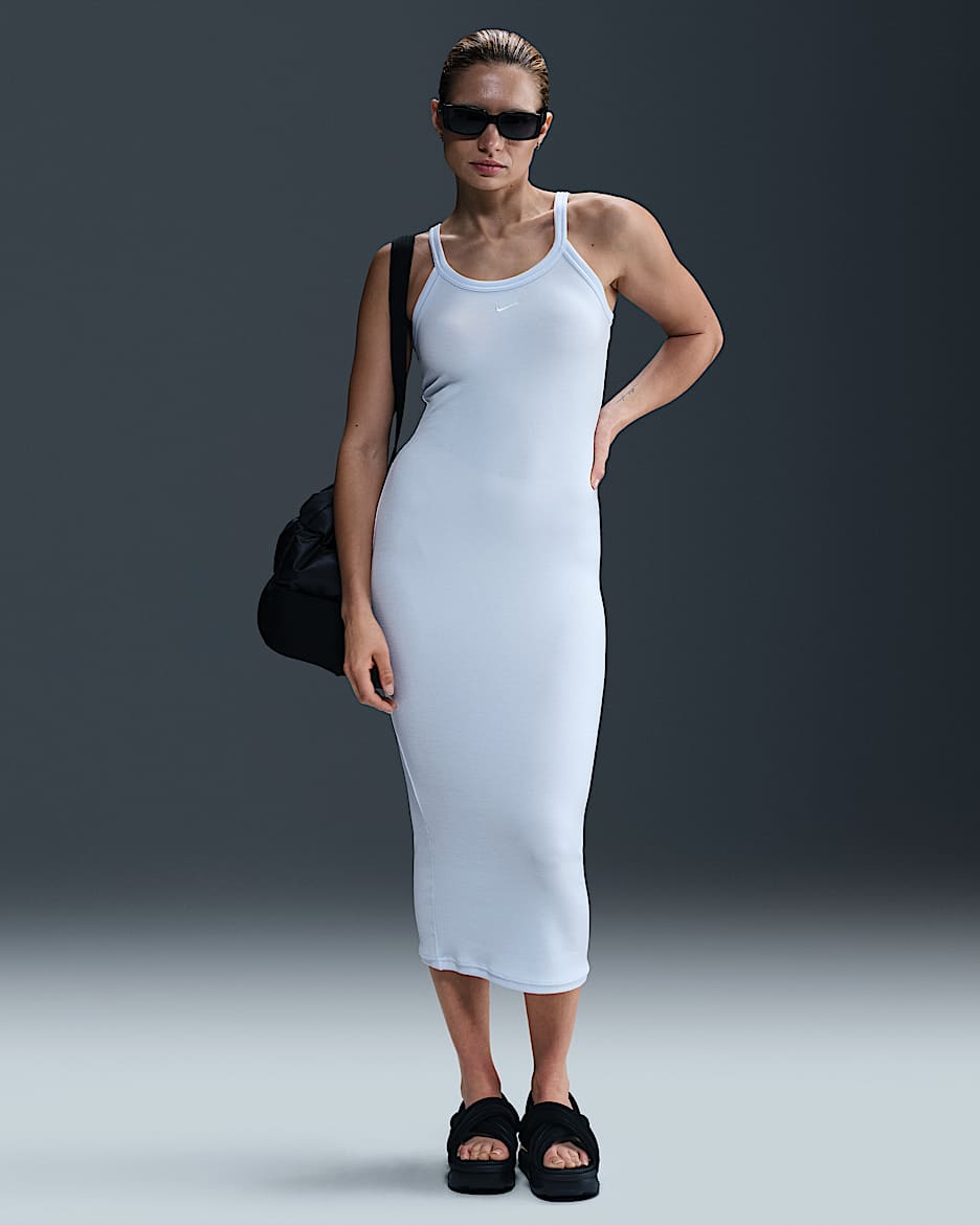 Nike Sportswear Chill Knit Women's Tight Mini-Rib Tank Dress - Blue Tint/Sail