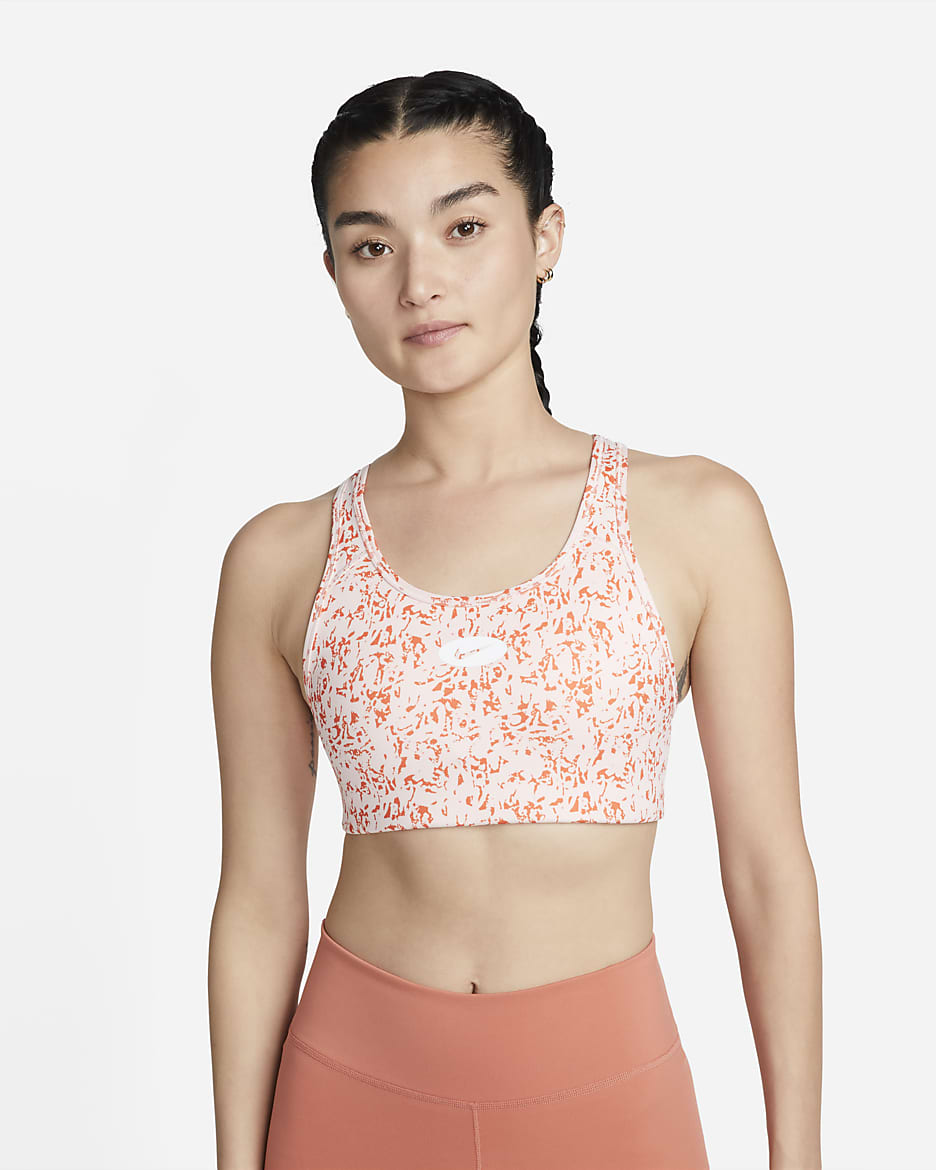Nike Swoosh Icon Clash Women's Medium-Support Padded Strappy Printed Sports Bra - Atmosphere/White