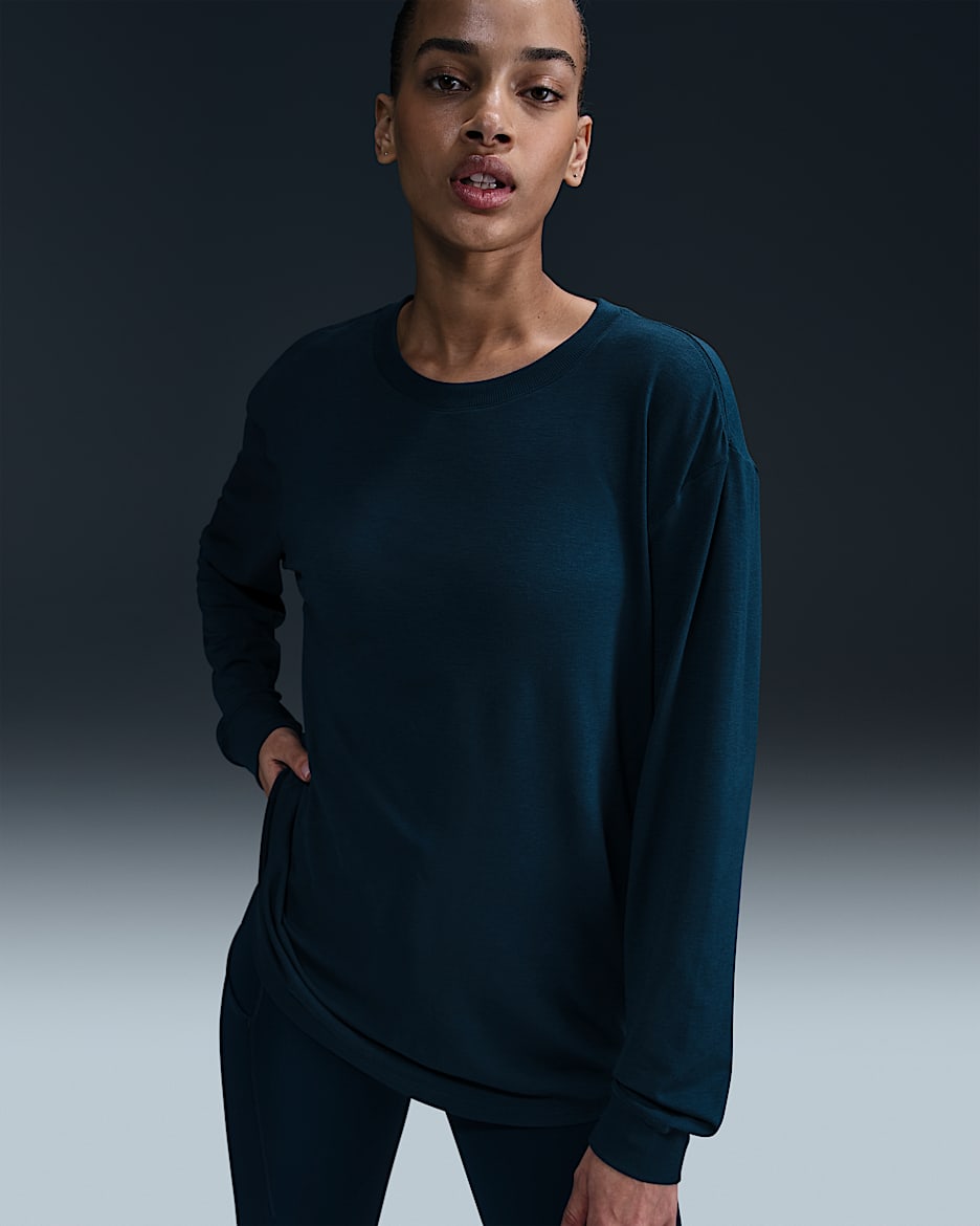 Nike One Relaxed Women's Dri-FIT Long-Sleeve Top - Armory Navy/Black