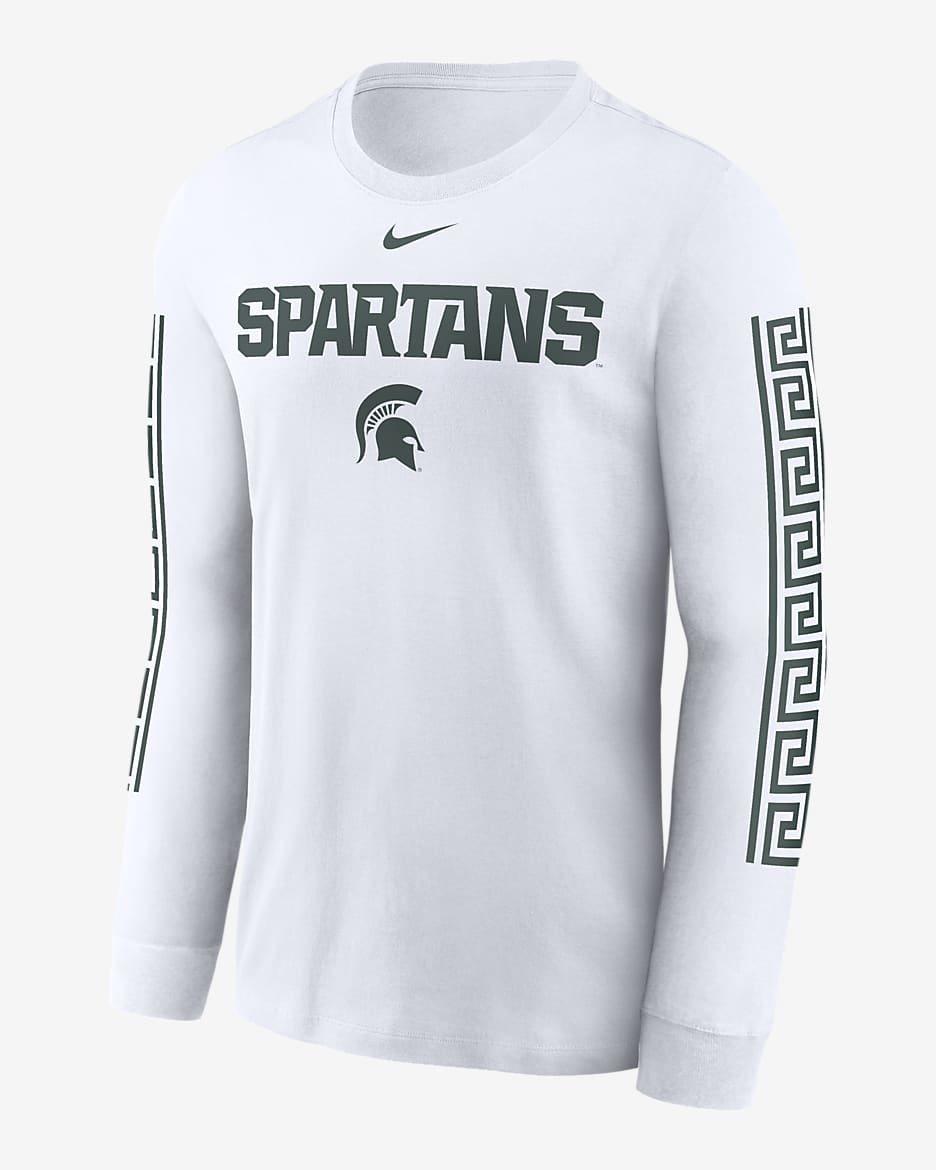 Michigan State Spartans Local Spirit Slogan Men's Nike College Long-Sleeve T-Shirt - White