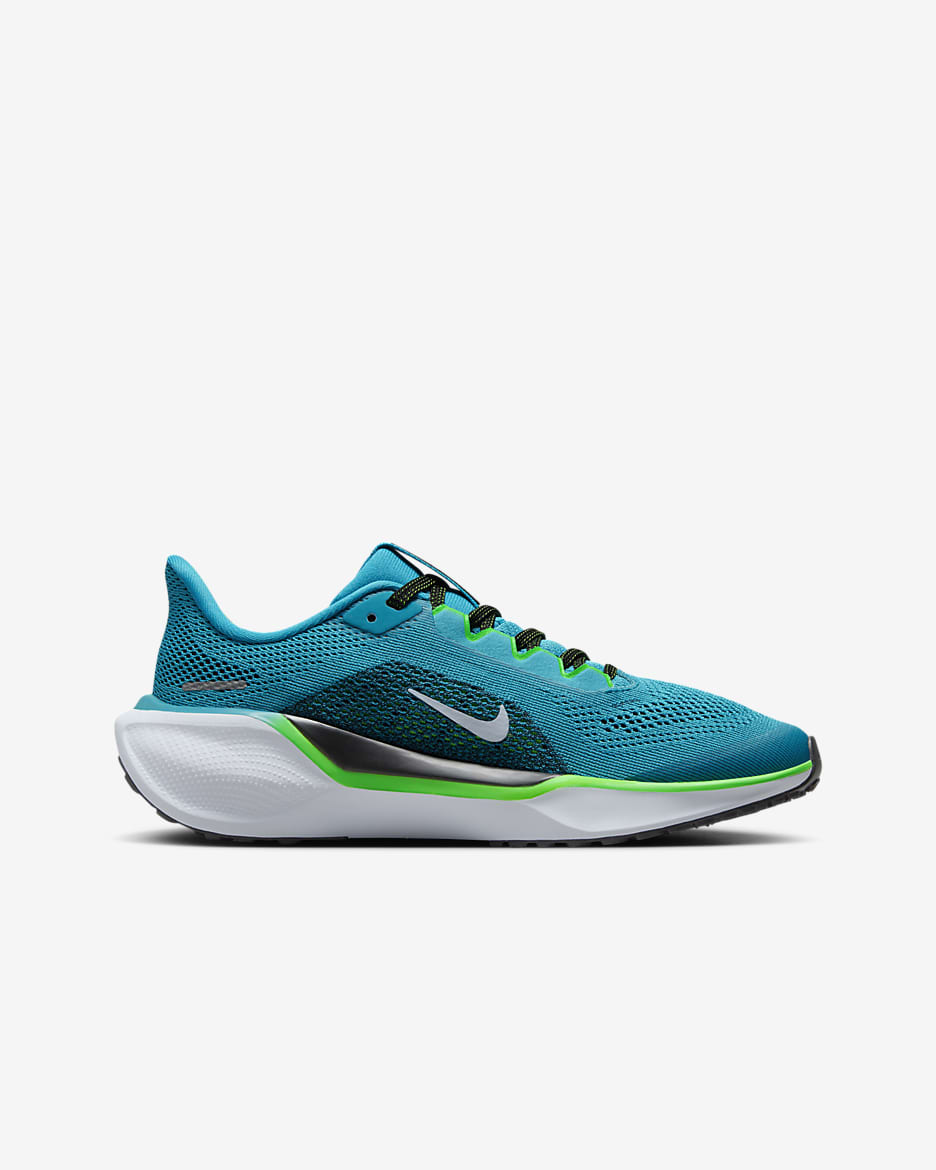 Nike Pegasus 41 Older Kids' Road Running Shoes - Aquamarine/Black/Green Strike/Football Grey