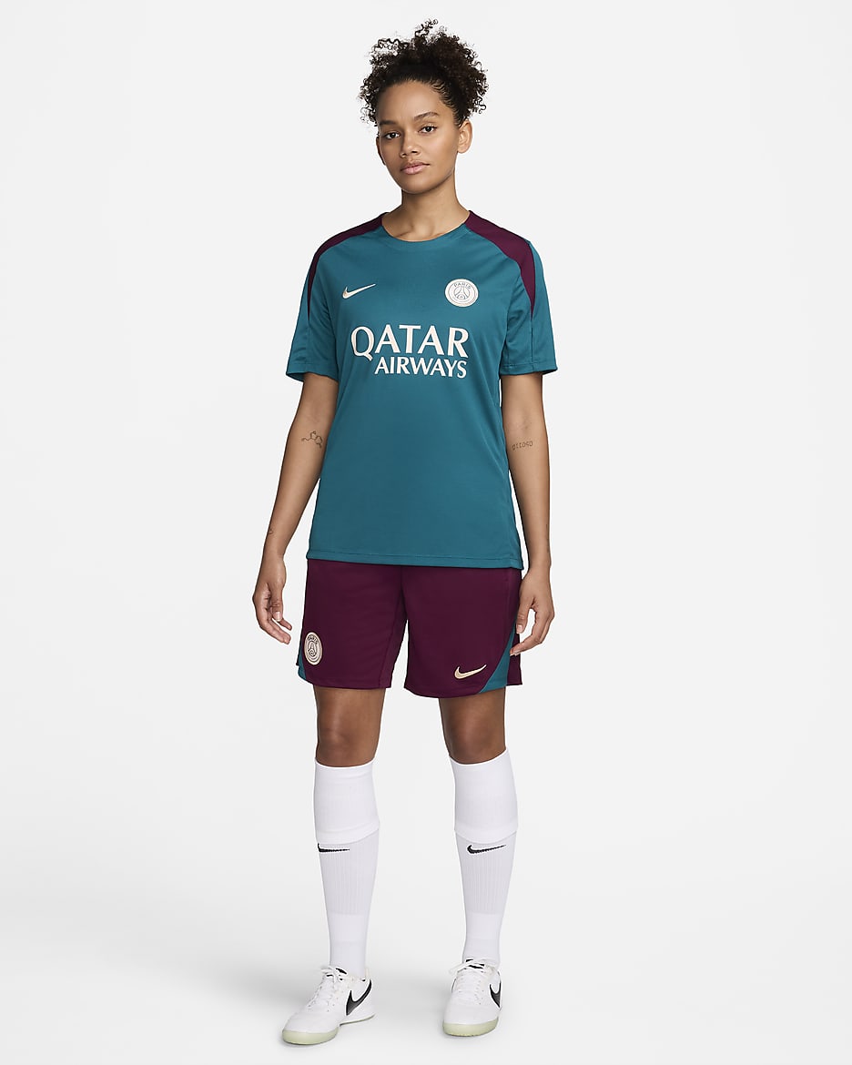 Haut de foot en maille à manches courtes Nike Dri-FIT Paris Saint-Germain Strike pour homme - Geode Teal/Geode Teal/Bordeaux/Guava Ice