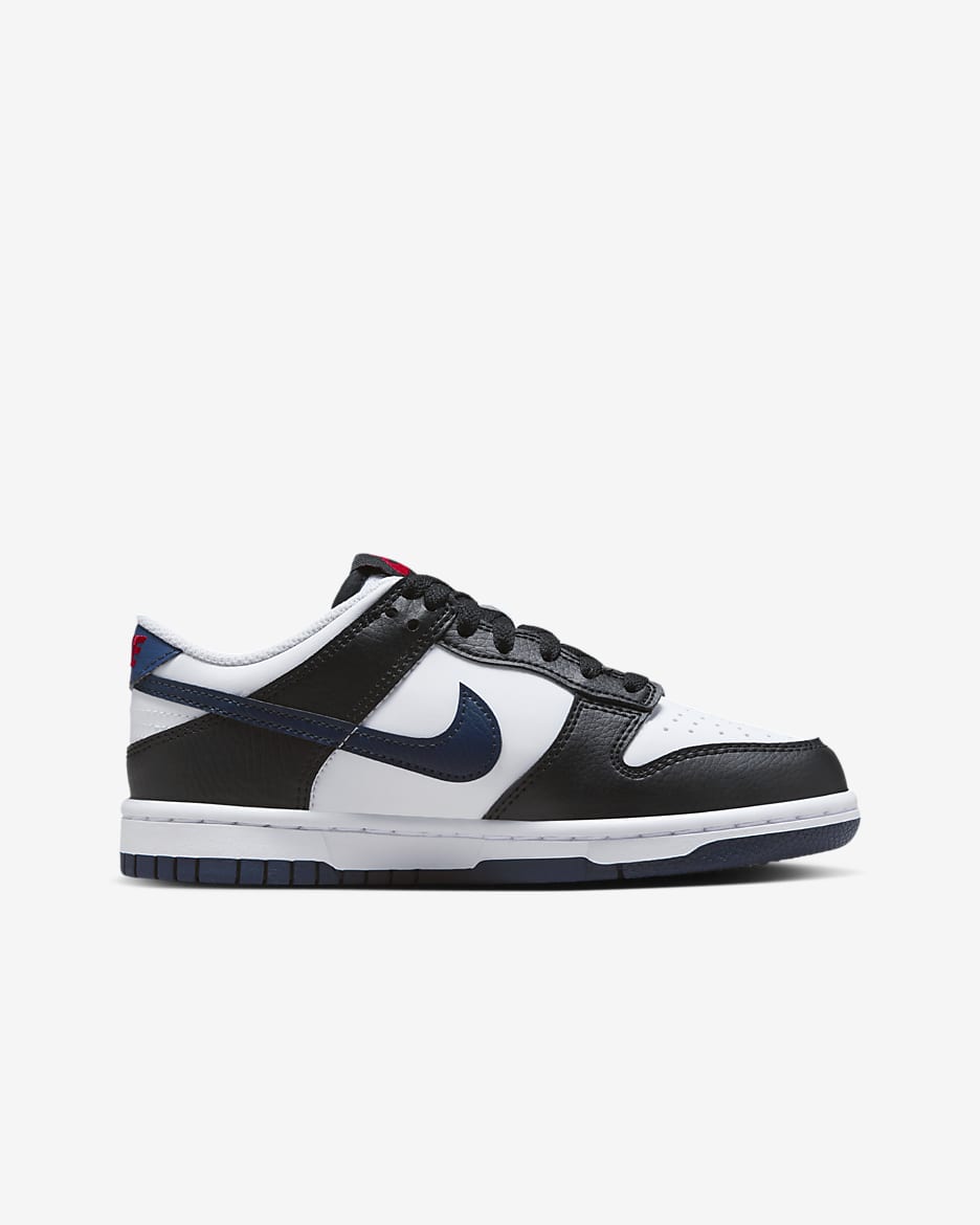 Nike Dunk Low Older Kids' Shoes - Black/White/University Red/Midnight Navy