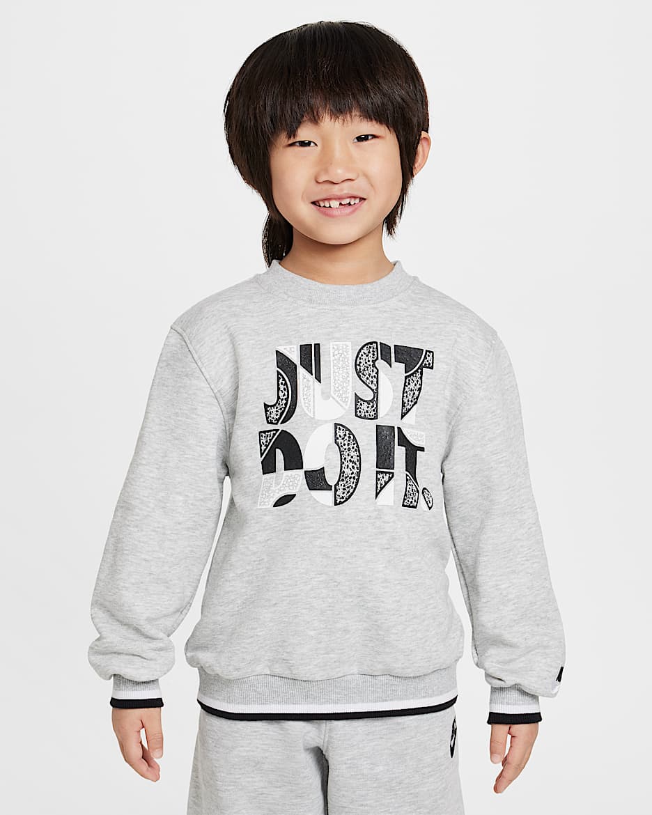 Sudadera de cuello redondo de French Terry para niños talla pequeña Nike Sportswear "Outside the Lines" - Humo jaspeado