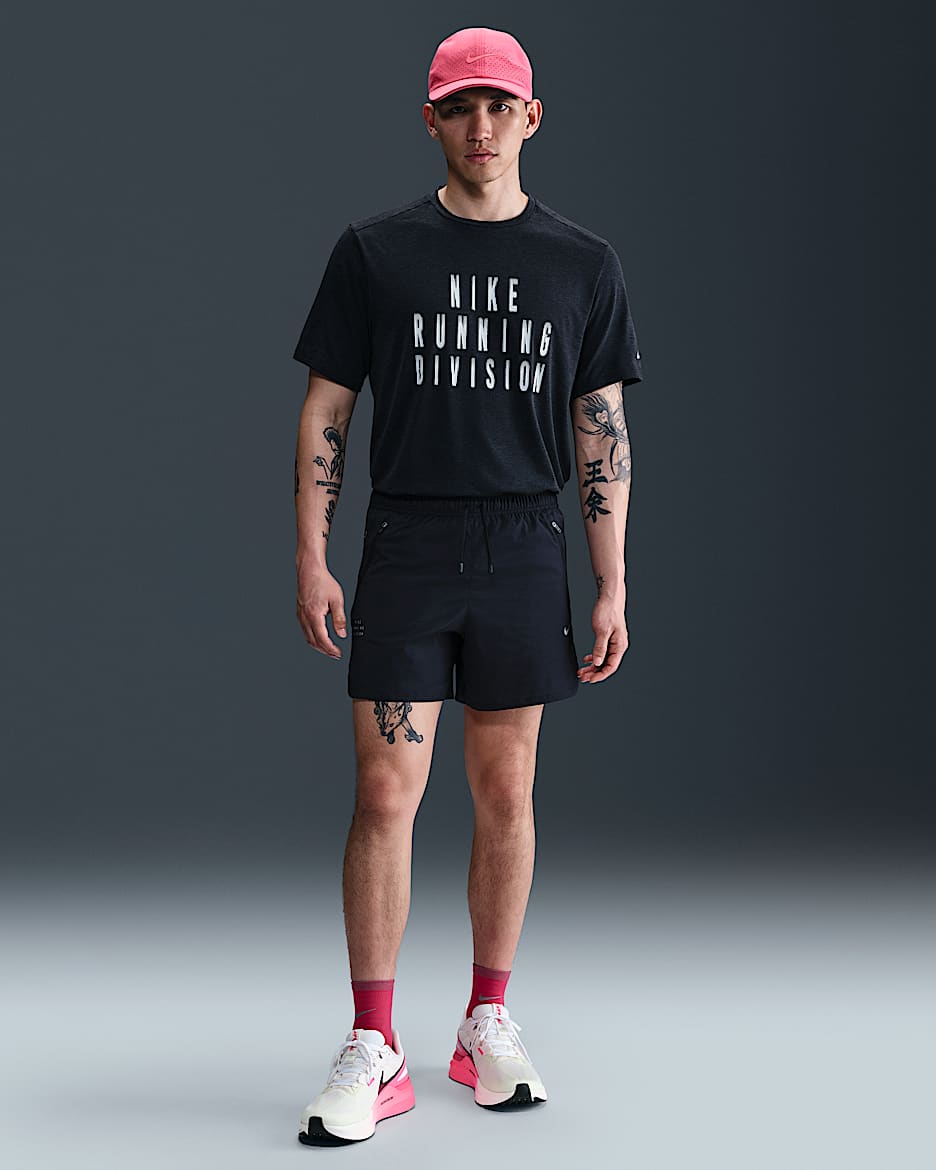 ナイキ ストライド ランニング ディビジョン メンズ Dri-FIT 13cm ランニングショートパンツ (インナー付き) - ブラック/ブラック