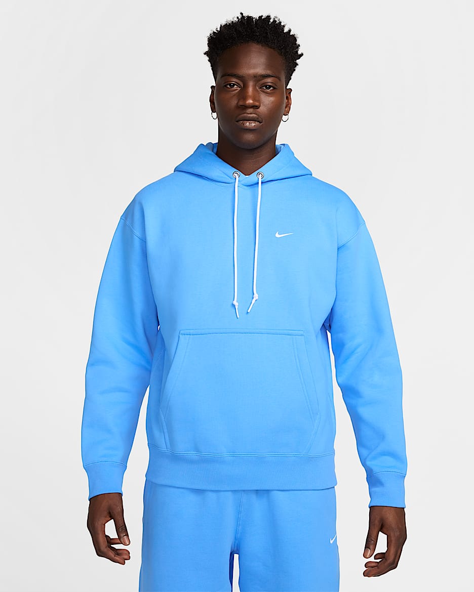 Nike Solo Swoosh Men's Fleece Pullover Hoodie - University Blue/White