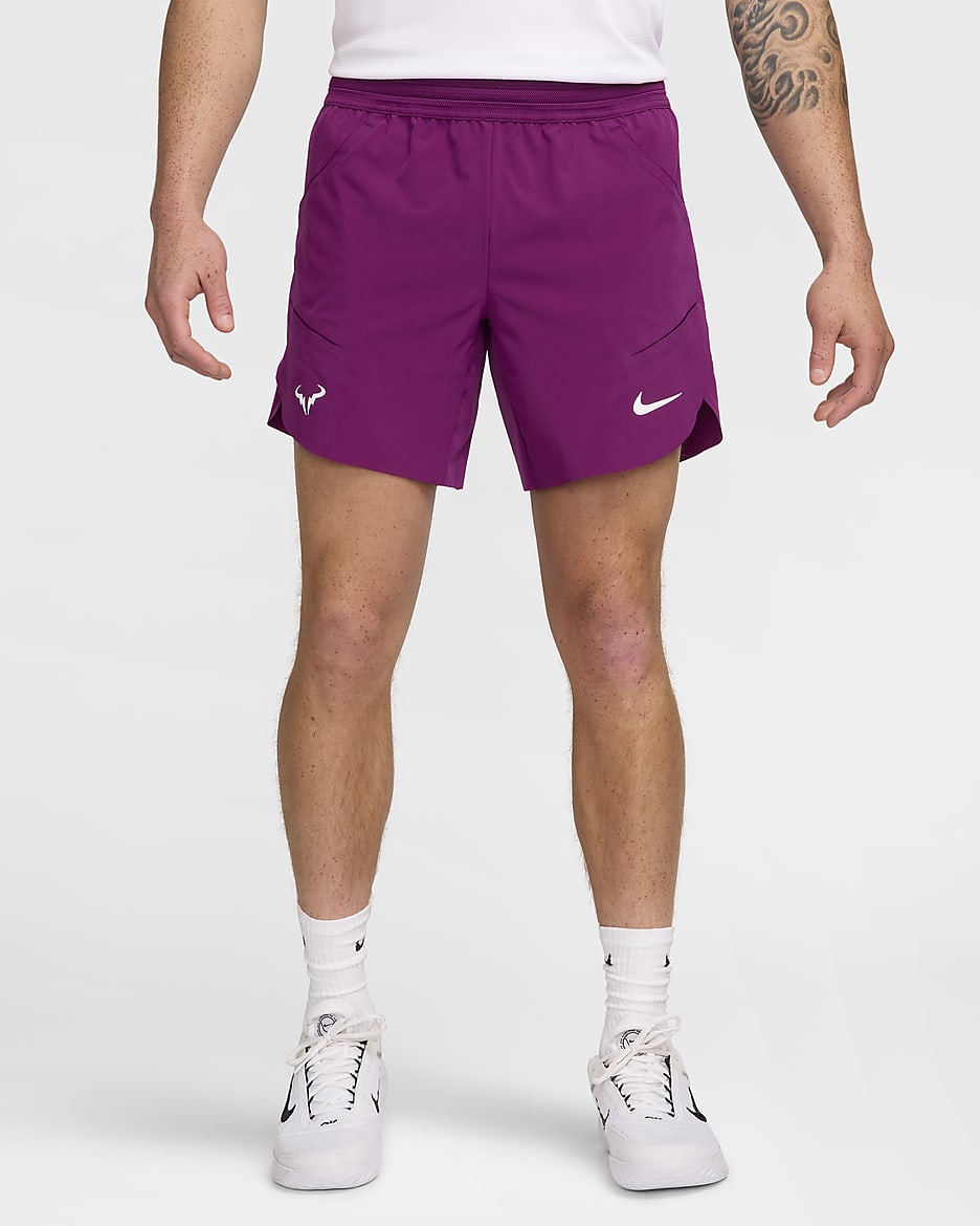 Męskie spodenki tenisowe Nike Dri-FIT ADV Rafa 18 cm - Sangria/Biel