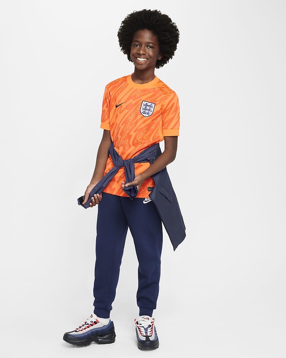 England (Women's Team) 2024/25 Stadium Goalkeeper Older Kids' Nike Dri-FIT Football Replica Short-Sleeve Shirt - Total Orange/Safety Orange/Safety Orange/Black