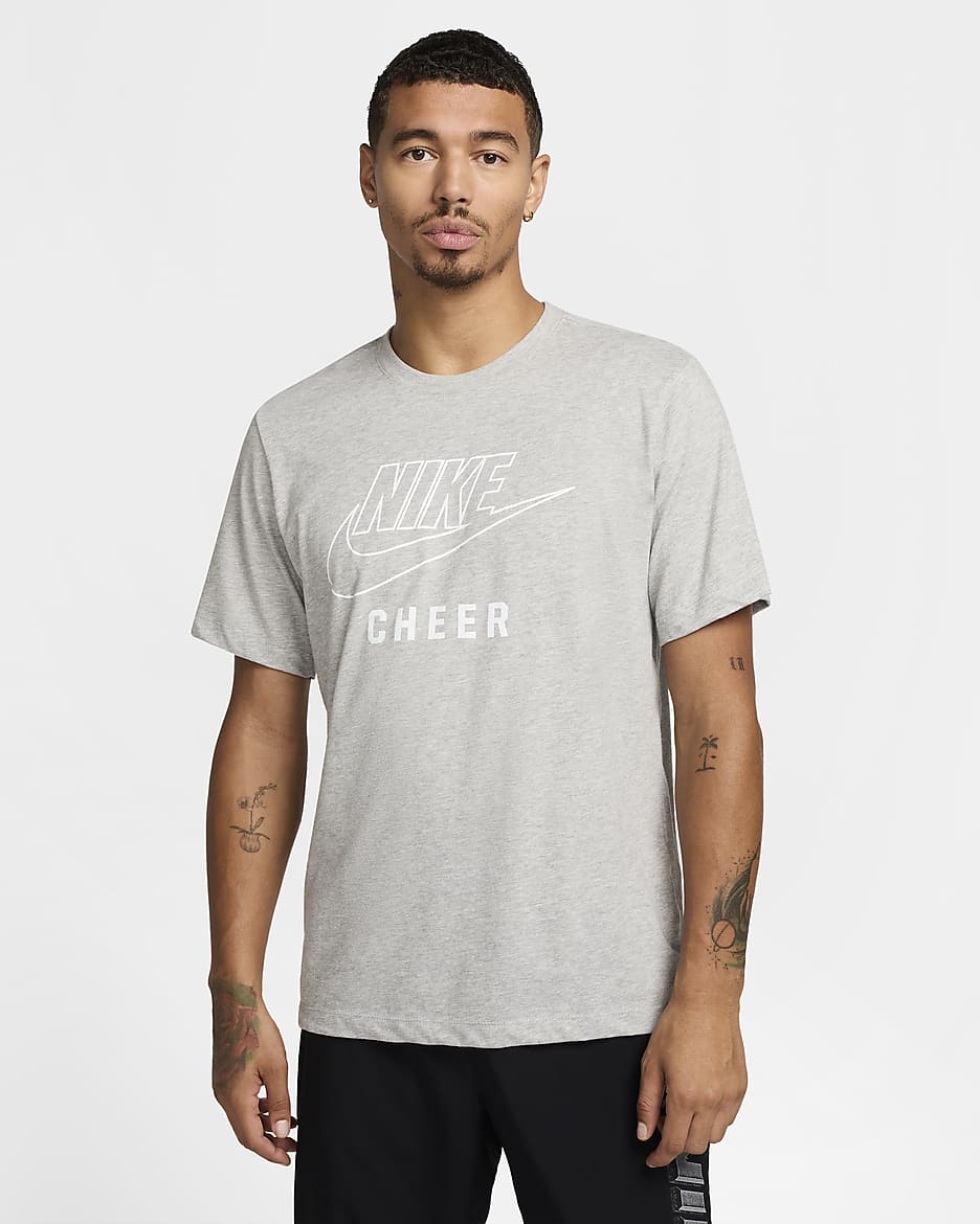 Playera de porra para hombre Nike Swoosh - Gris oscuro jaspeado
