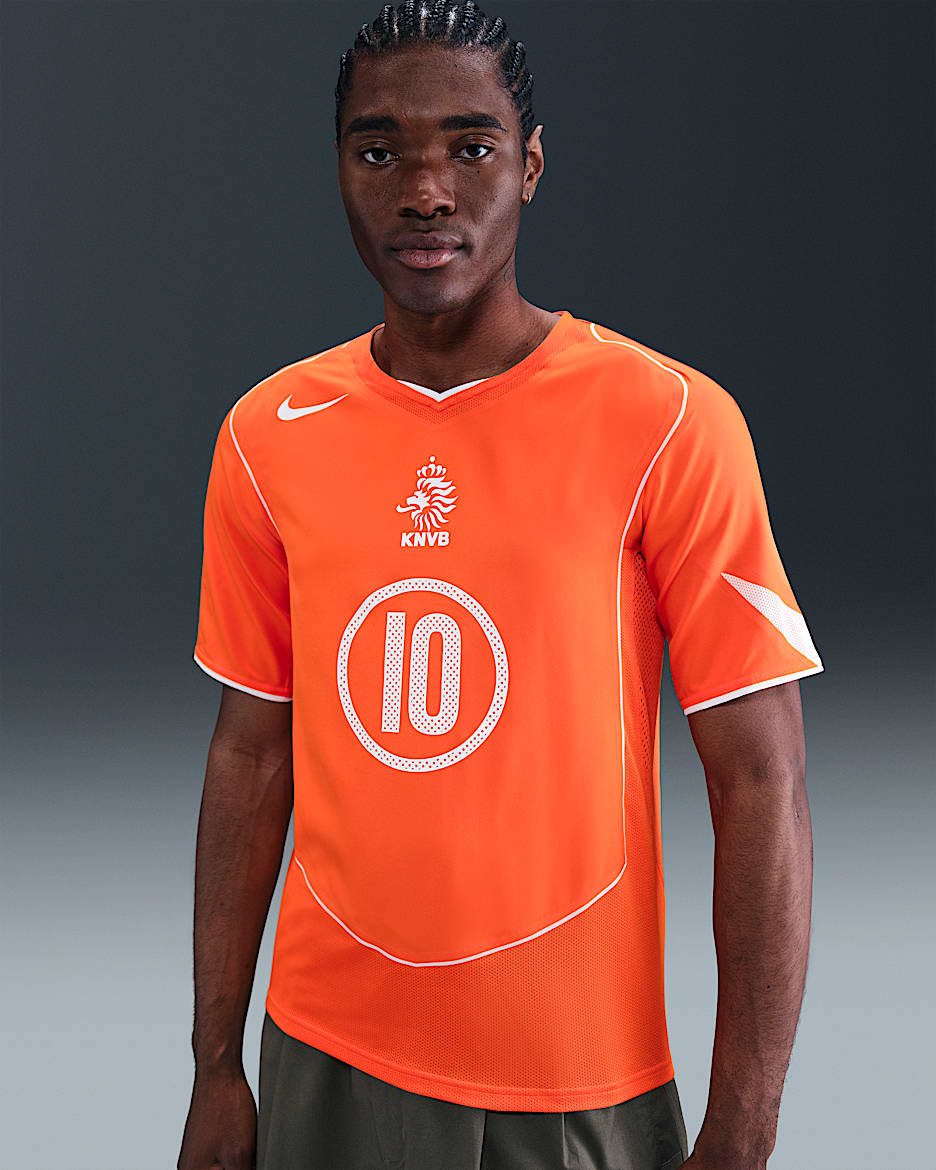 Ruud van Nistelrooy Netherlands 2004 Total 90 Reissue Men's Nike Soccer Replica Jersey - Safety Orange/White/White