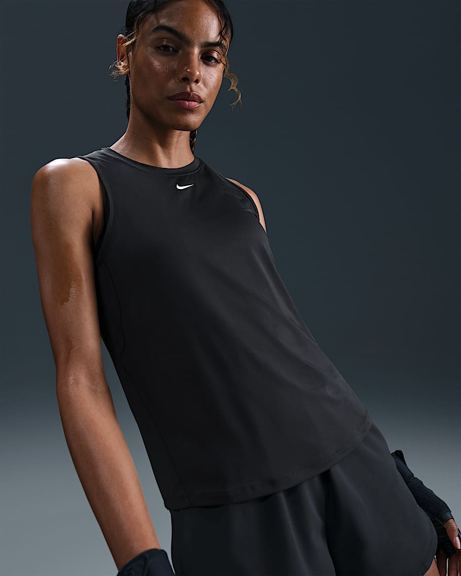 Camisola sem mangas Dri-FIT Nike One Classic para mulher - Preto/Branco