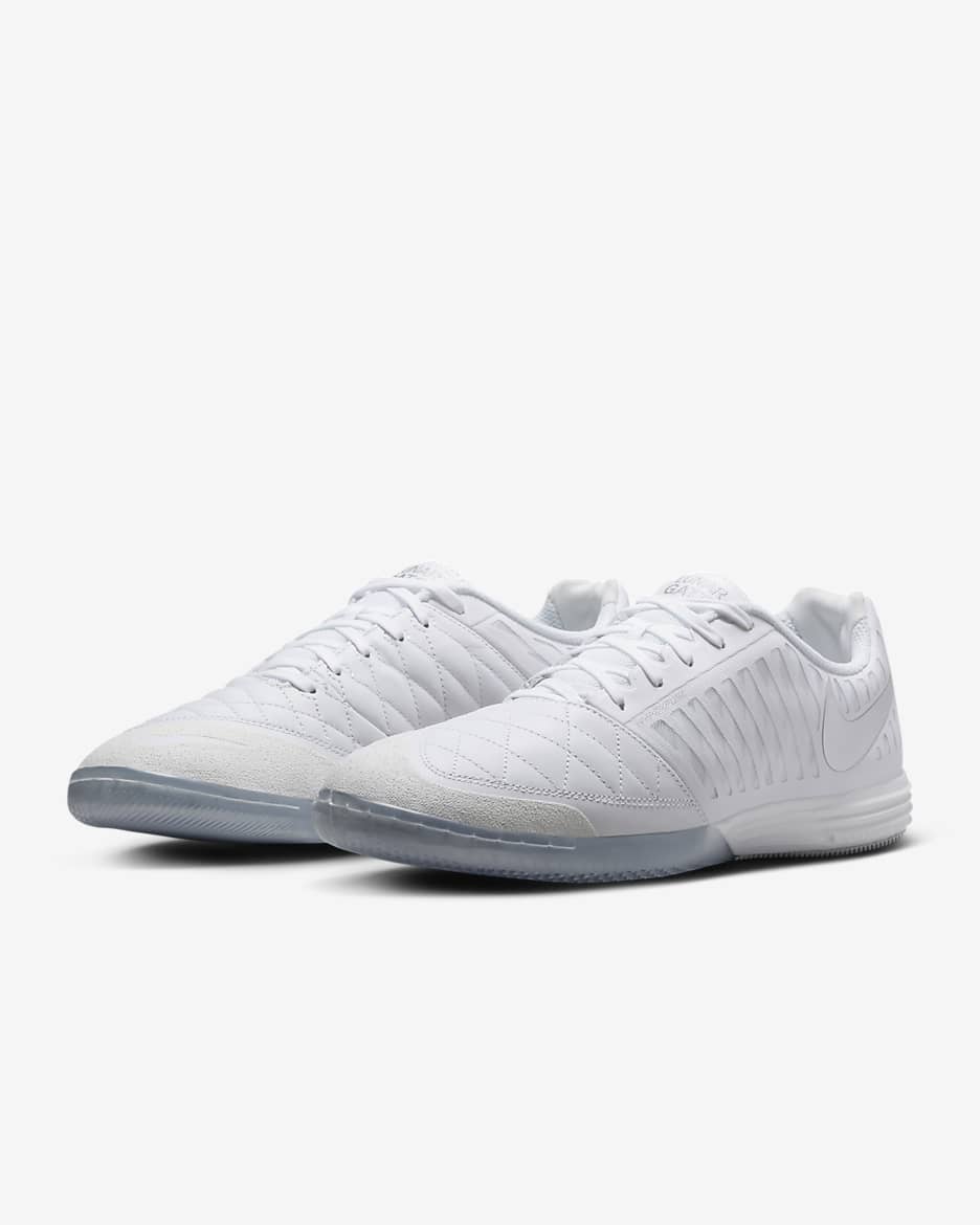 Nike Lunargato II Düşük Bilekli Kapalı Saha/Salon Kramponu - Beyaz/Chrome