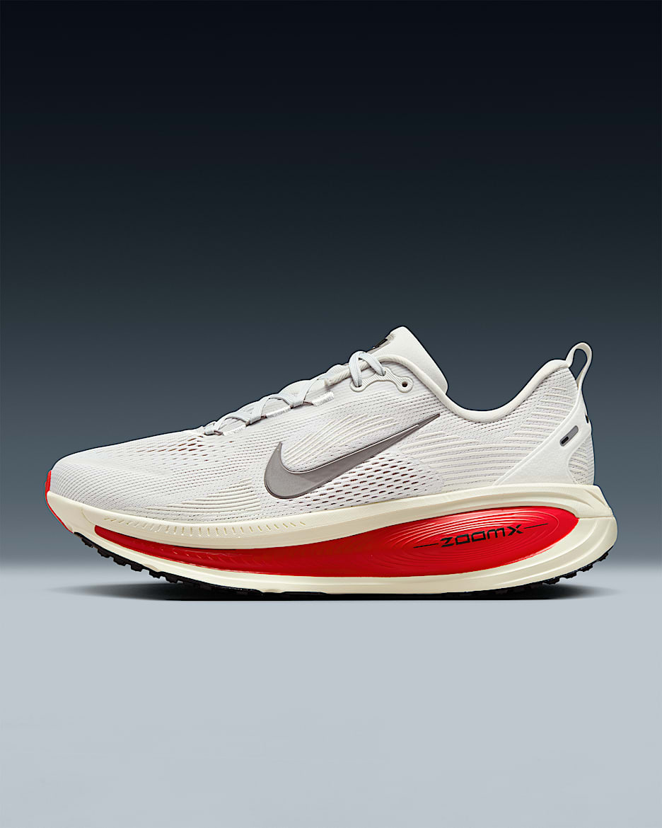 Nike Vomero 18 Men's Road Running Shoes - Platinum Tint/Siren Red/Light Smoke Grey/Metallic Pewter