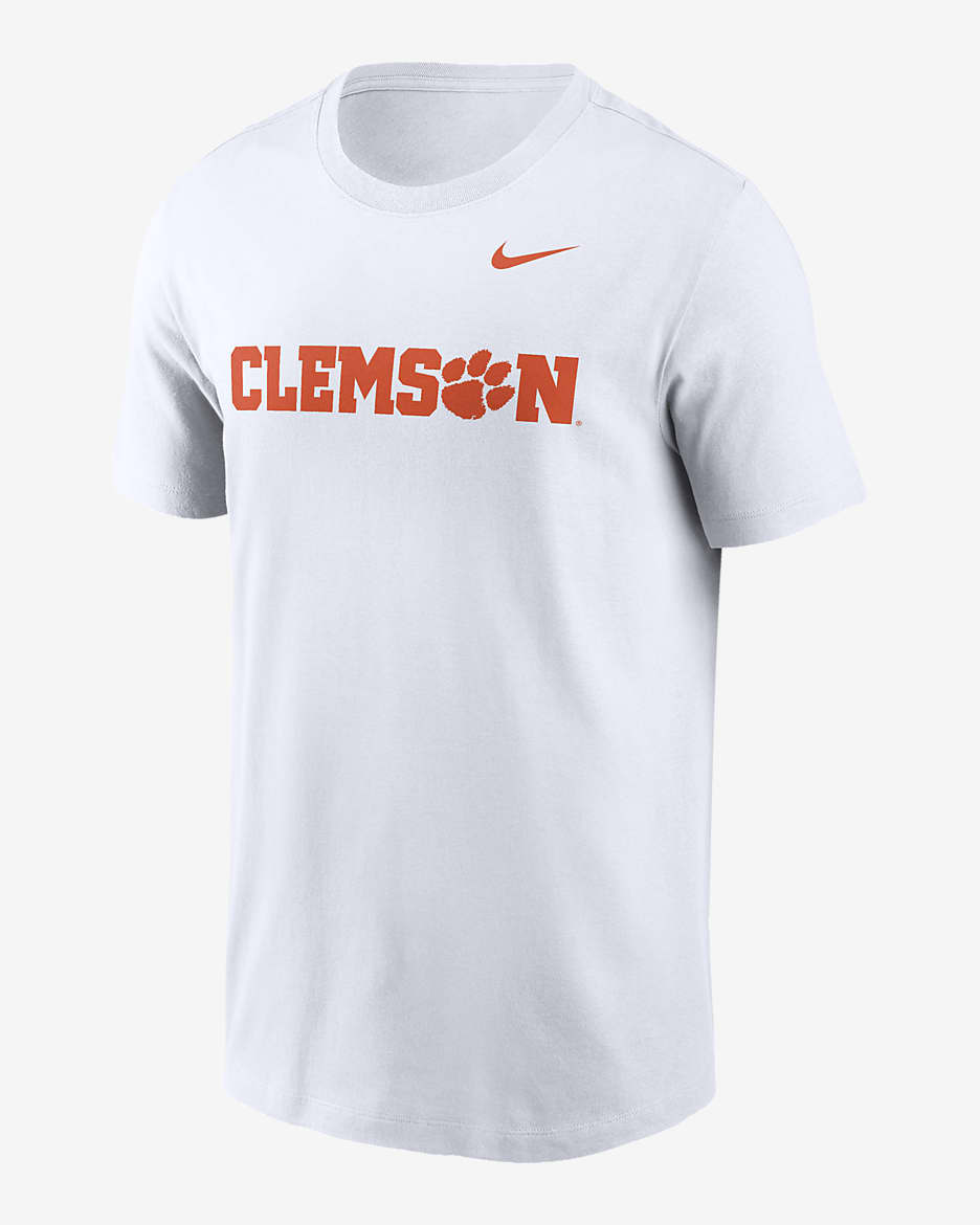 Playera universitaria Nike para hombre Clemson Tigers Primetime Wordmark - Blanco