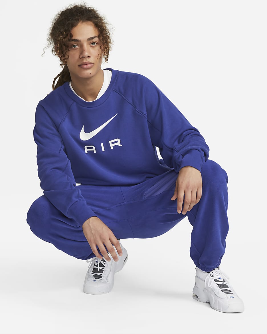 Nike Sportswear Air Men's French Terry Crew - Deep Royal Blue/White