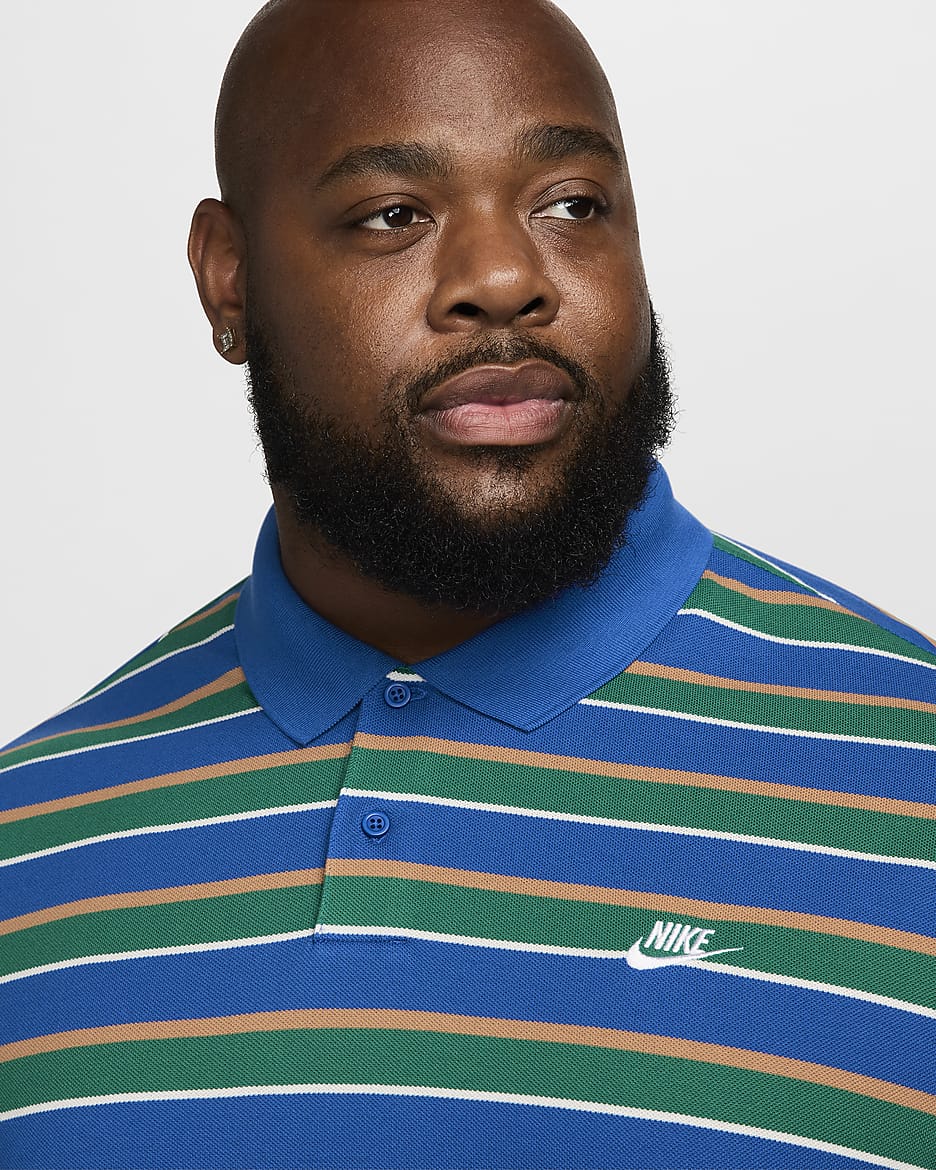 Nike Club Men's Striped Polo - Game Royal/White