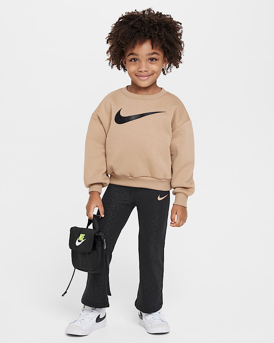Dwuczęściowy zestaw z legginsami dla maluchów Nike Dri-FIT Swoosh Spirit - Czerń