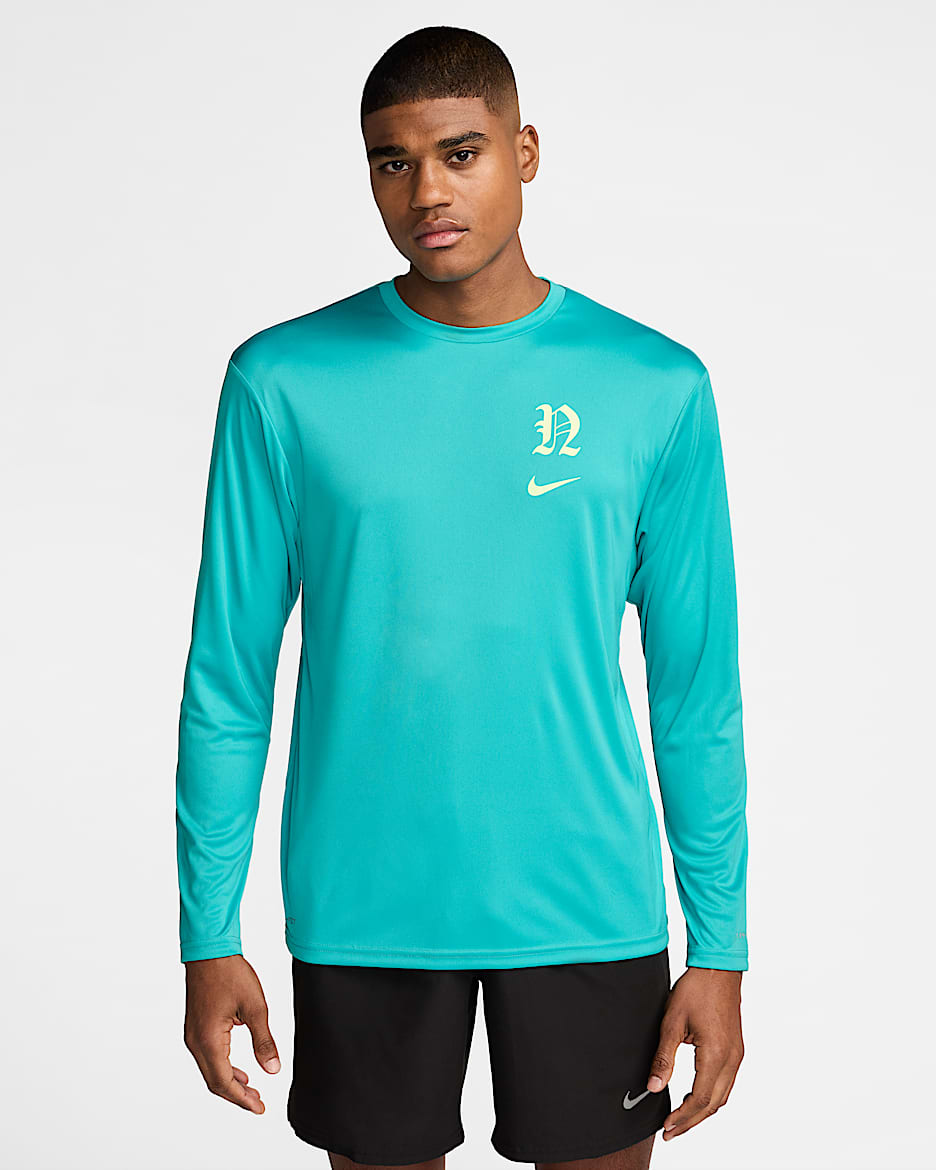 Playera de manga larga para hombre Nike Swim Hydroguard - Cactus empolvado/Voltio ligero/Blanco/Voltio ligero