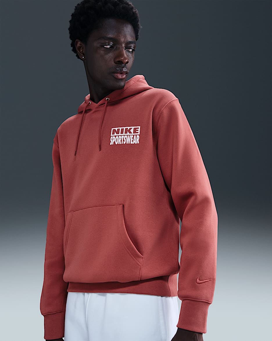 Nike Club Men's Pullover Fleece Hoodie - Canyon Rust/White/Canyon Rust